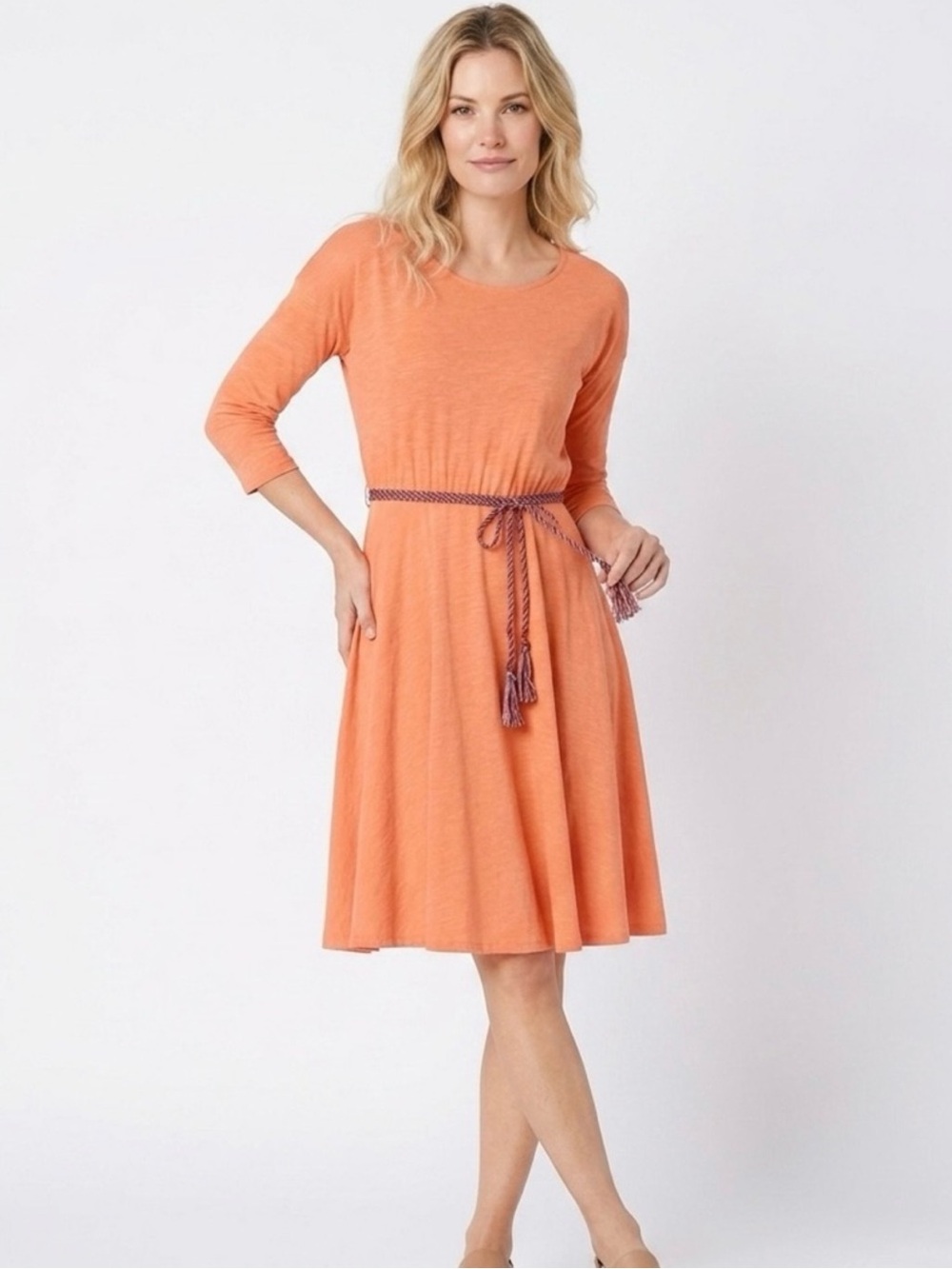 Peruvian Connection Coral Heather Amina Knit Midi Dress NWT Large Cotton Blend